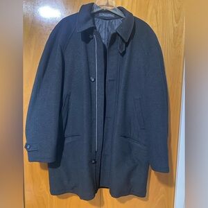 Men's Wool and Cashmere Overcoat in Black